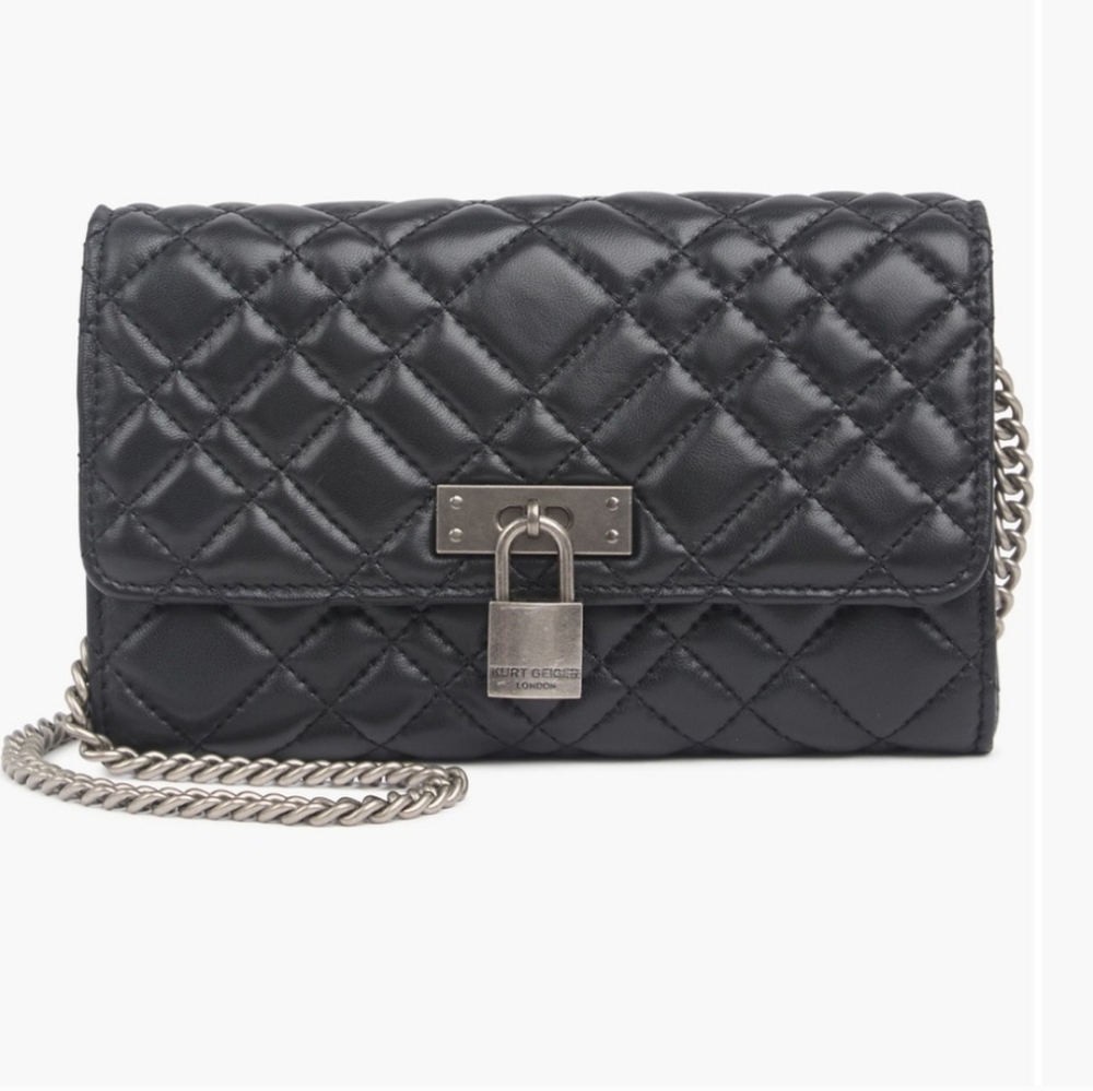 Kurt Geiger Brixton Black Quilted
Leather Chain Lock Crossbody